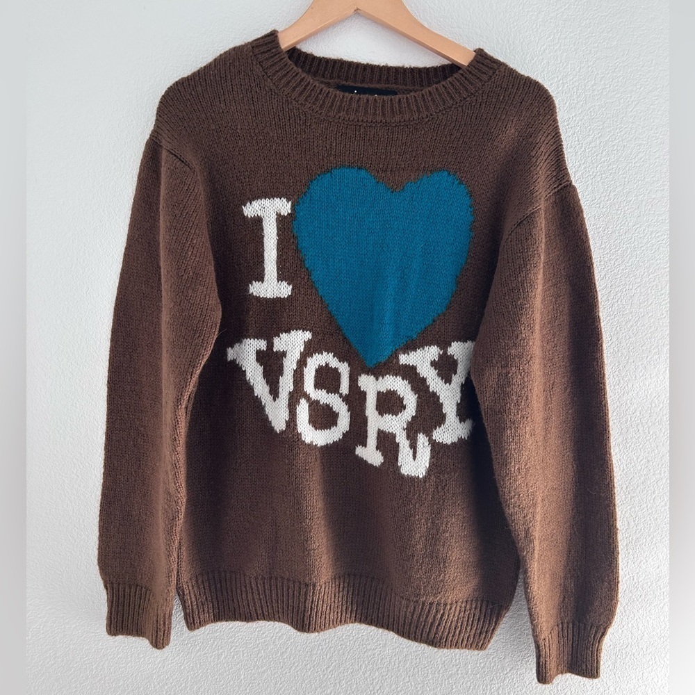 Creature World x Advisory knit Sweater multicolor “ I Love VSRY” Medium